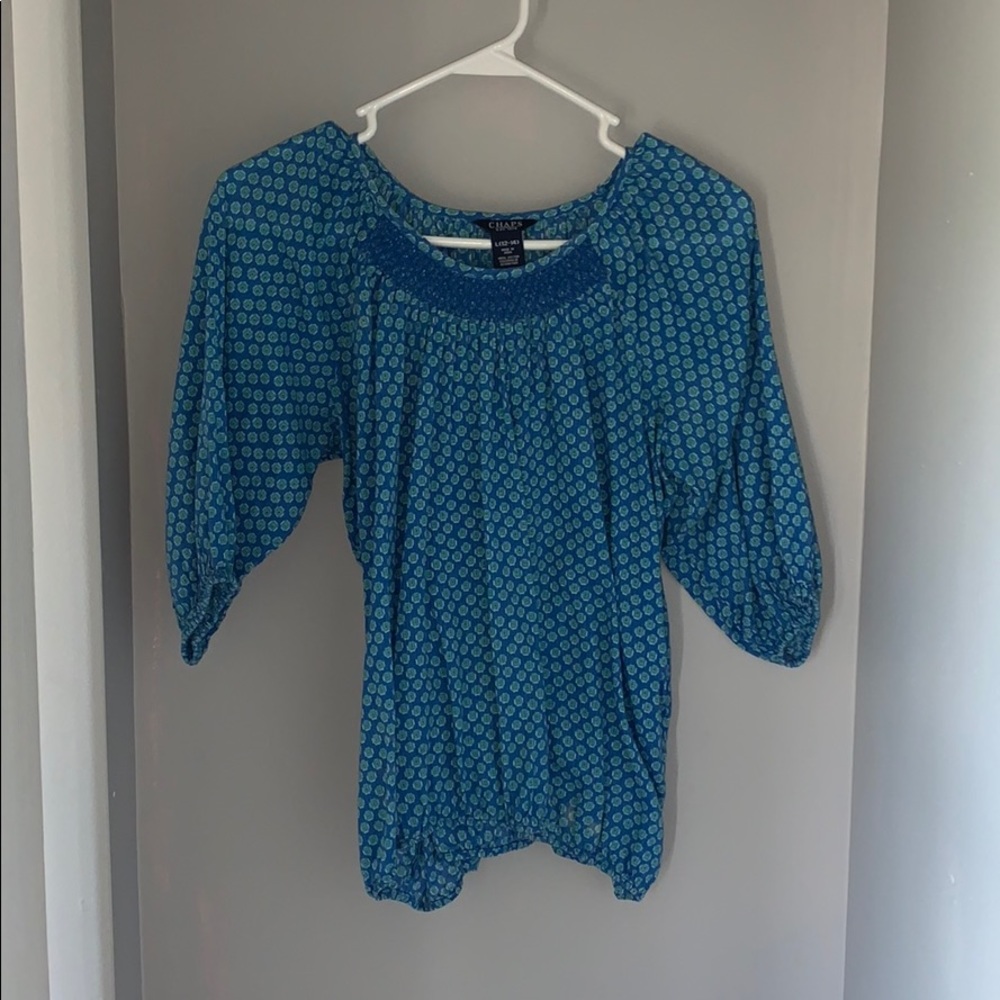 blue off the shoulder top